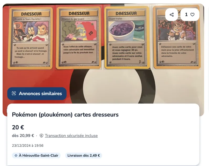Image de l’annonce Pokémon (ploukémon) cartes dresseurs