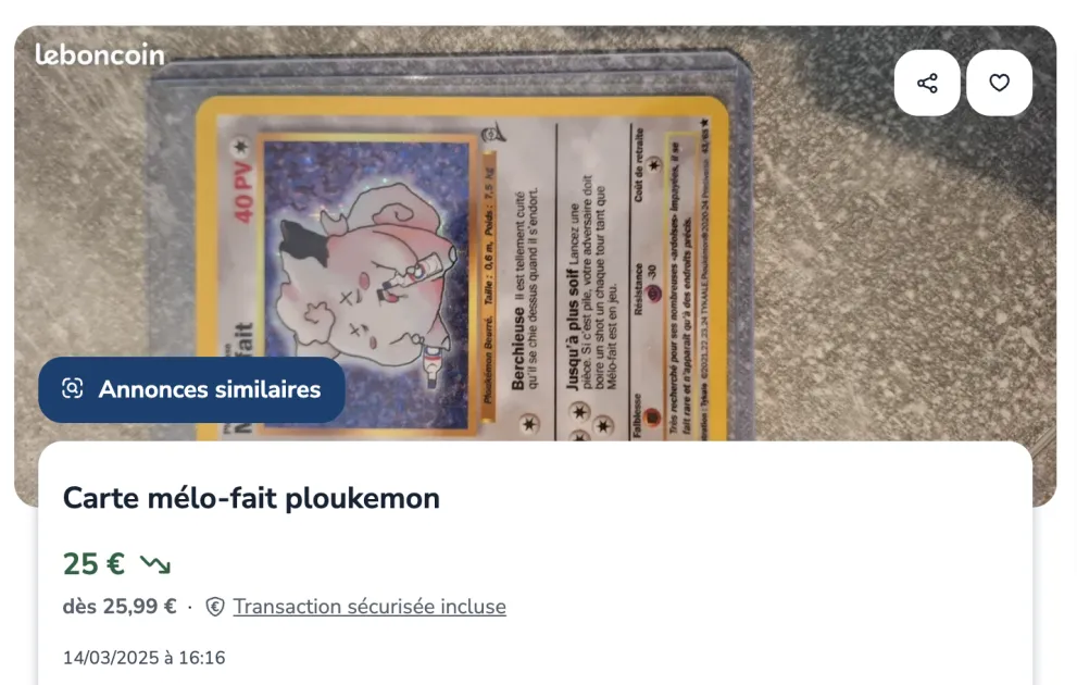 Image de l’annonce Carte mélo-fait ploukemon