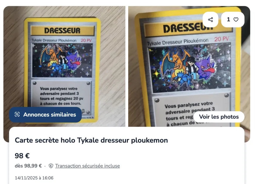 Image de l’annonce Carte secrète holo Tykale dresseur ploukemon