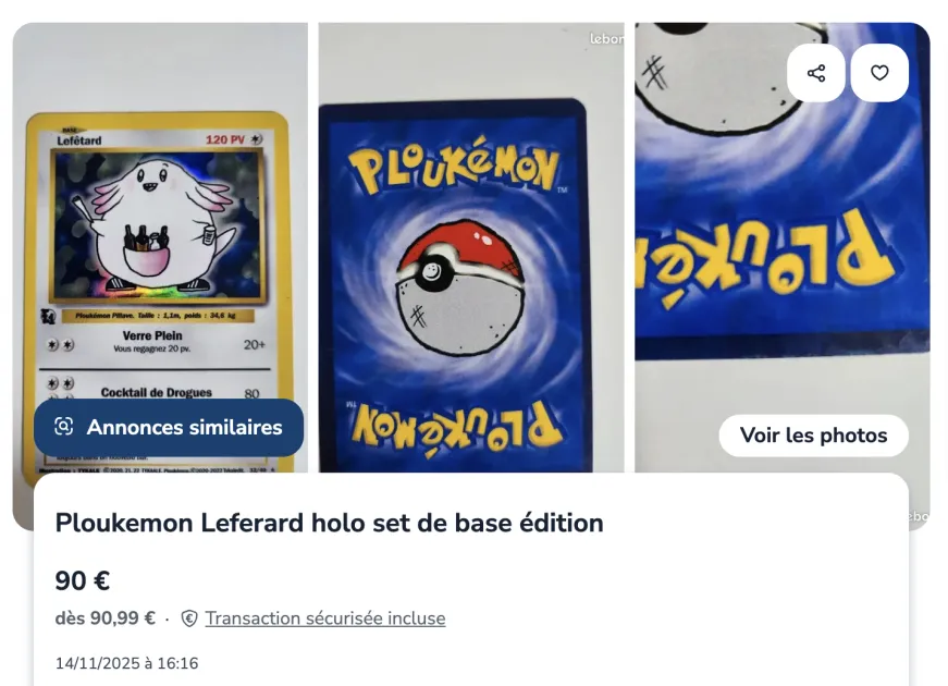 Image de l’annonce Ploukemon Leferard holo set de base édition