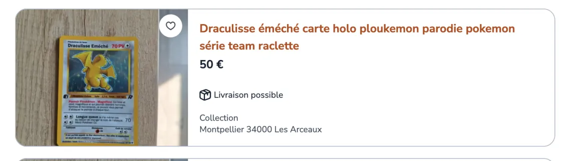 Image de l’annonce Draculisse éméché carte holo ploukemon parodie pokemon série team raclette
