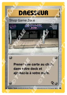 Carte Shop Game Zone
