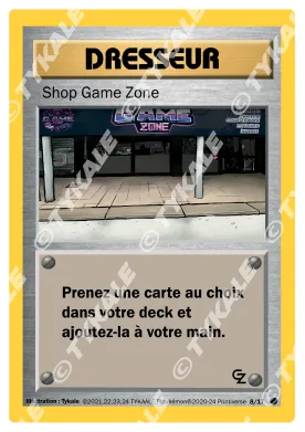 Carte Shop Game Zone — série Game Zone