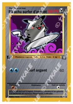 Carte Pikachu surfer d'argent