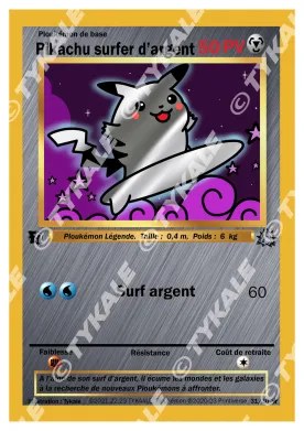 Carte Pikachu surfer d'argent — série Fleur