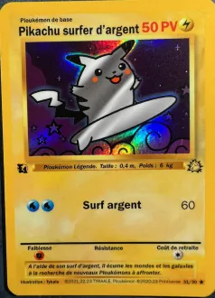 Carte Pikachu surfer d'argent