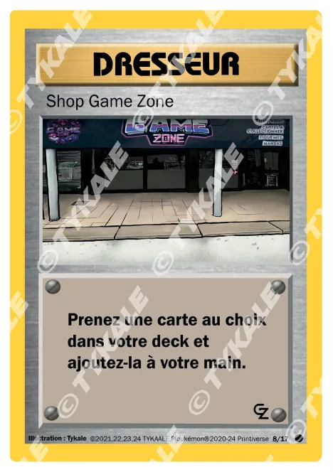 Carte Shop Game Zone