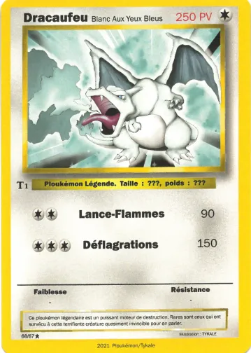 Carte Dracaufeu Blanc Aux Yeux Bleus