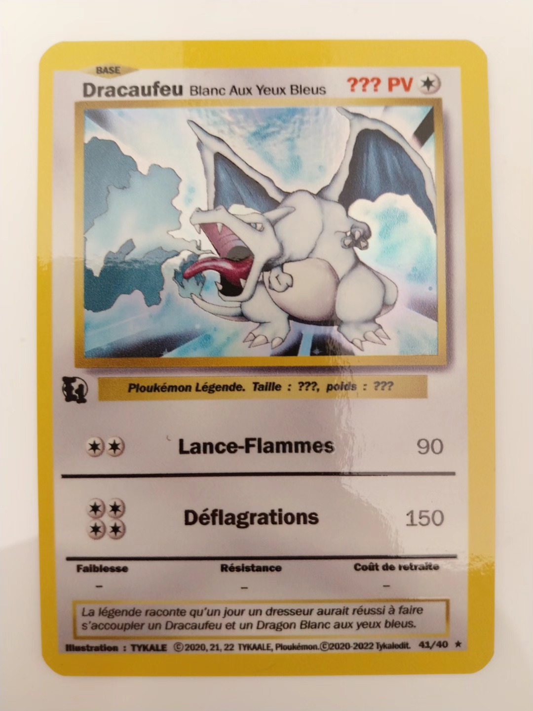 Image originale de la carte Dracaufeu Blanc Aux Yeux Bleus