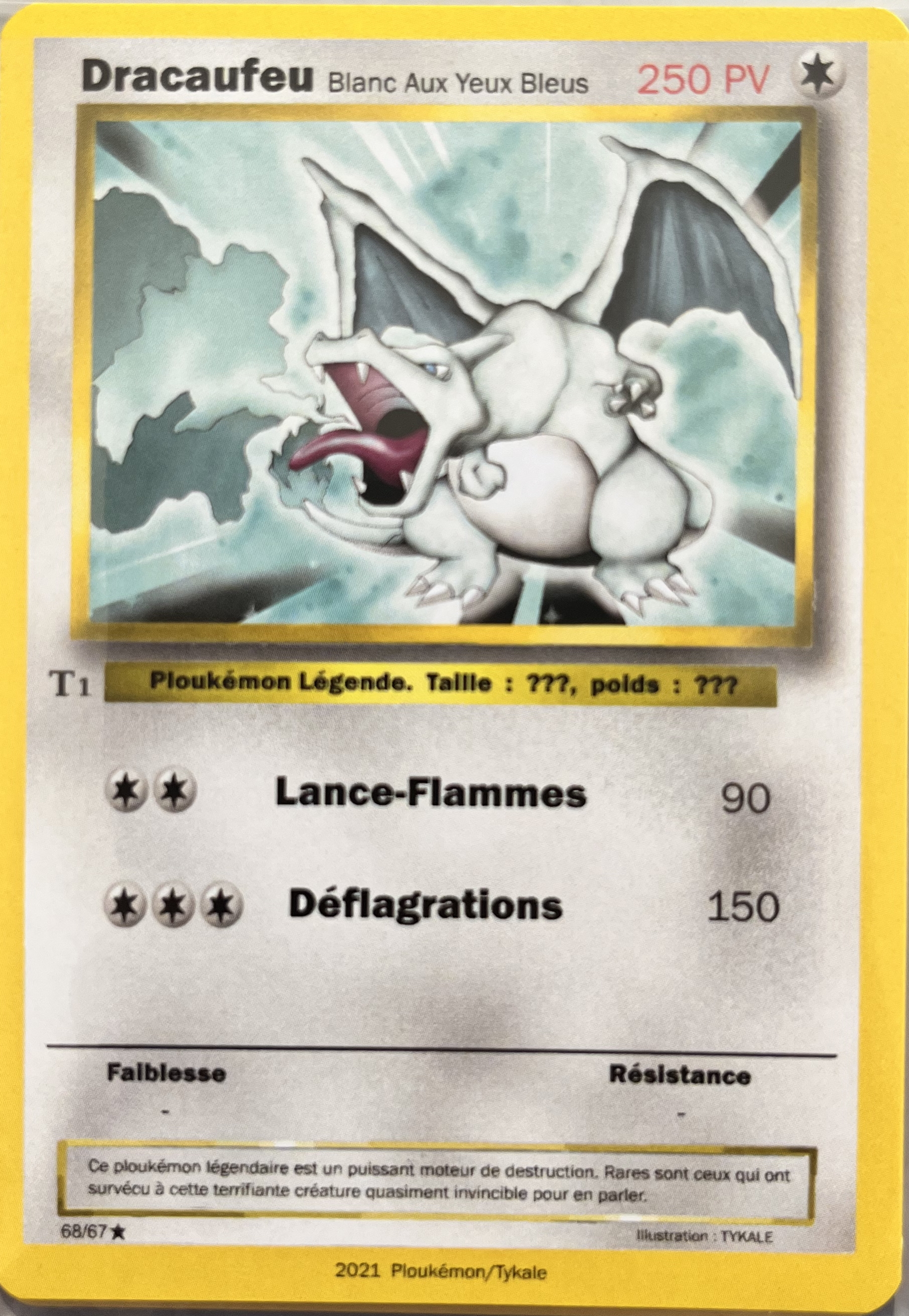 Image originale de la carte Dracaufeu Blanc Aux Yeux Bleus